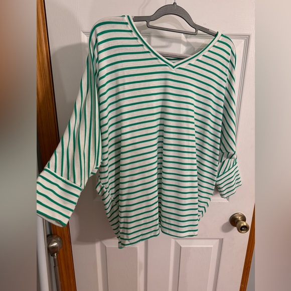 Umgee Tops - umgee Women’s Green & White Striped Shirt ~ Size L